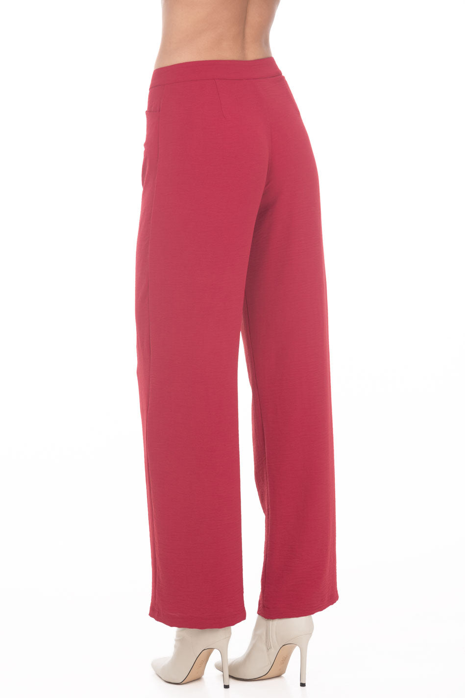 VD3819:2509:Pantalon Recto Liso Casual Largo Con Pretina Y Bolsillos