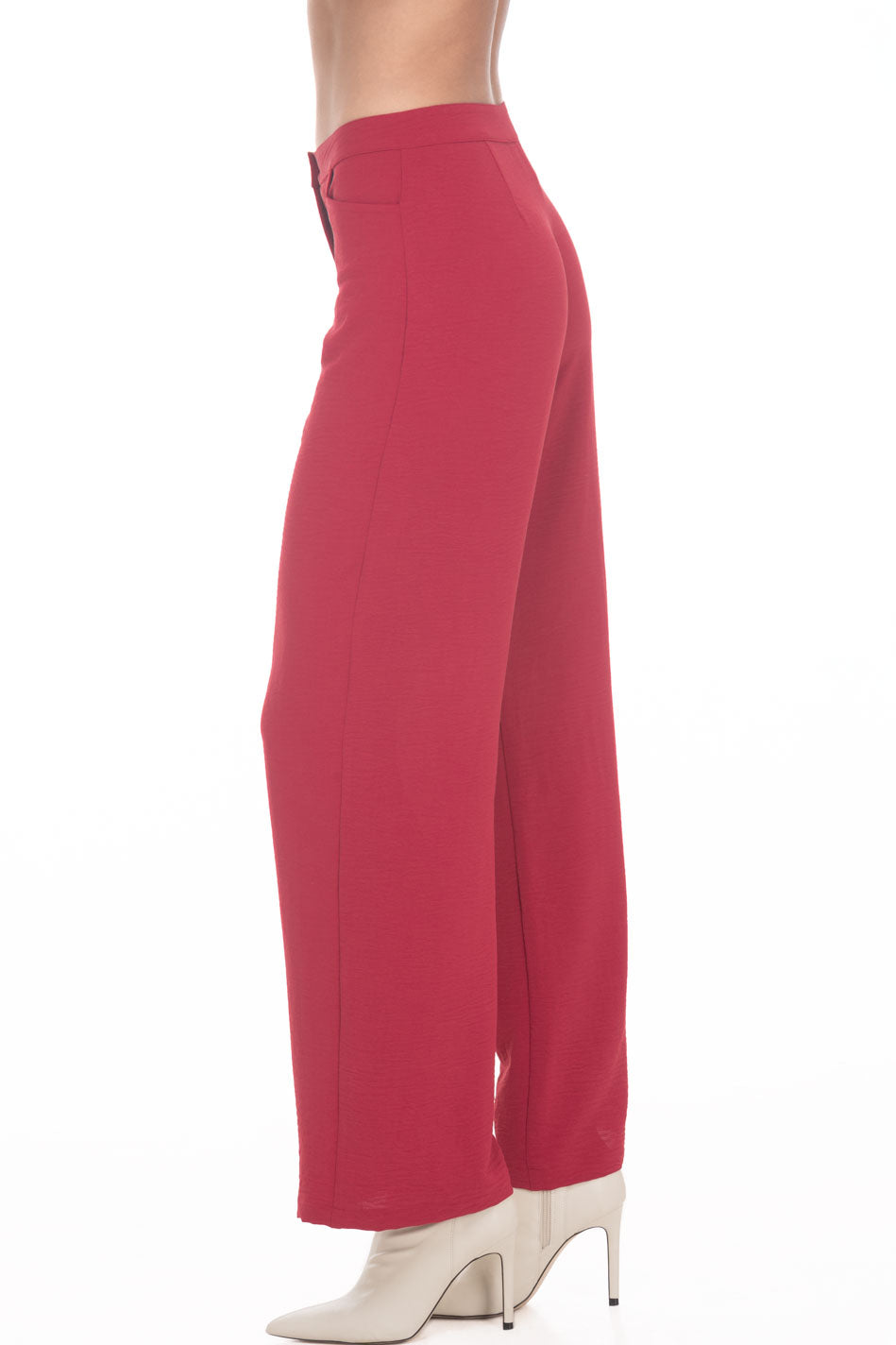 VD3819:2509:Pantalon Recto Liso Casual Largo Con Pretina Y Bolsillos